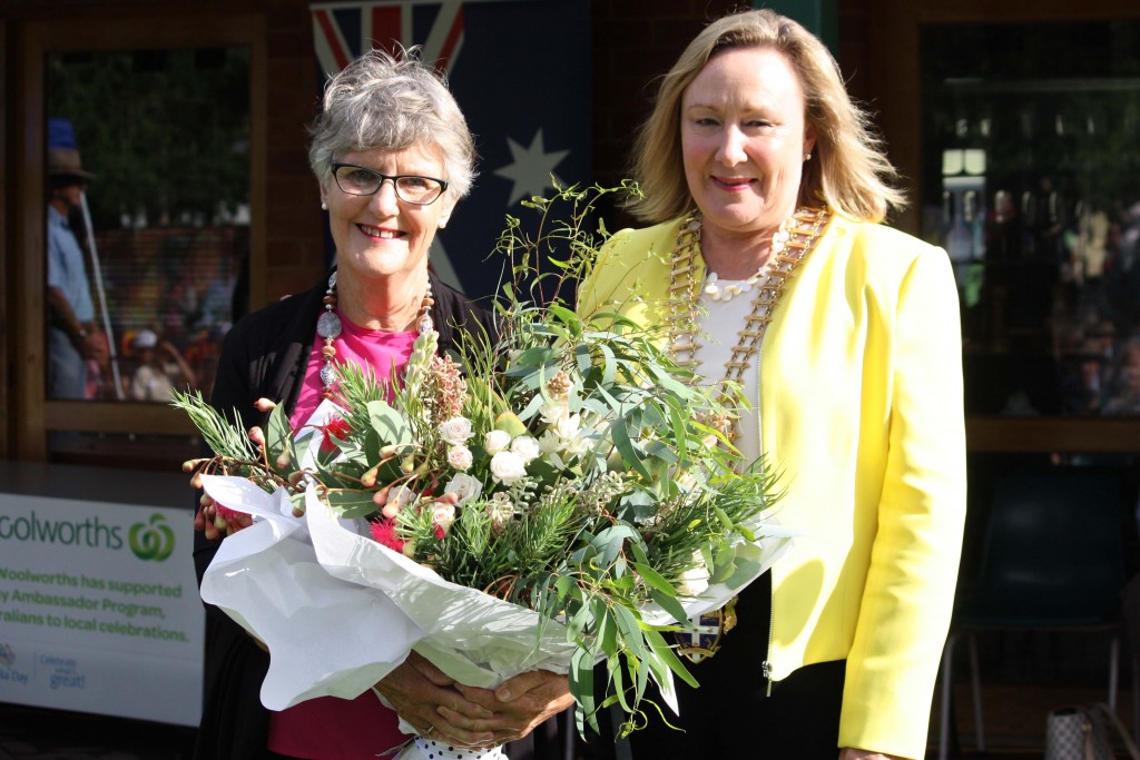 Judith Williams OAM was congratulated by Mayor Rowena Abbey this morning. PHOTO: Katharyn Brine