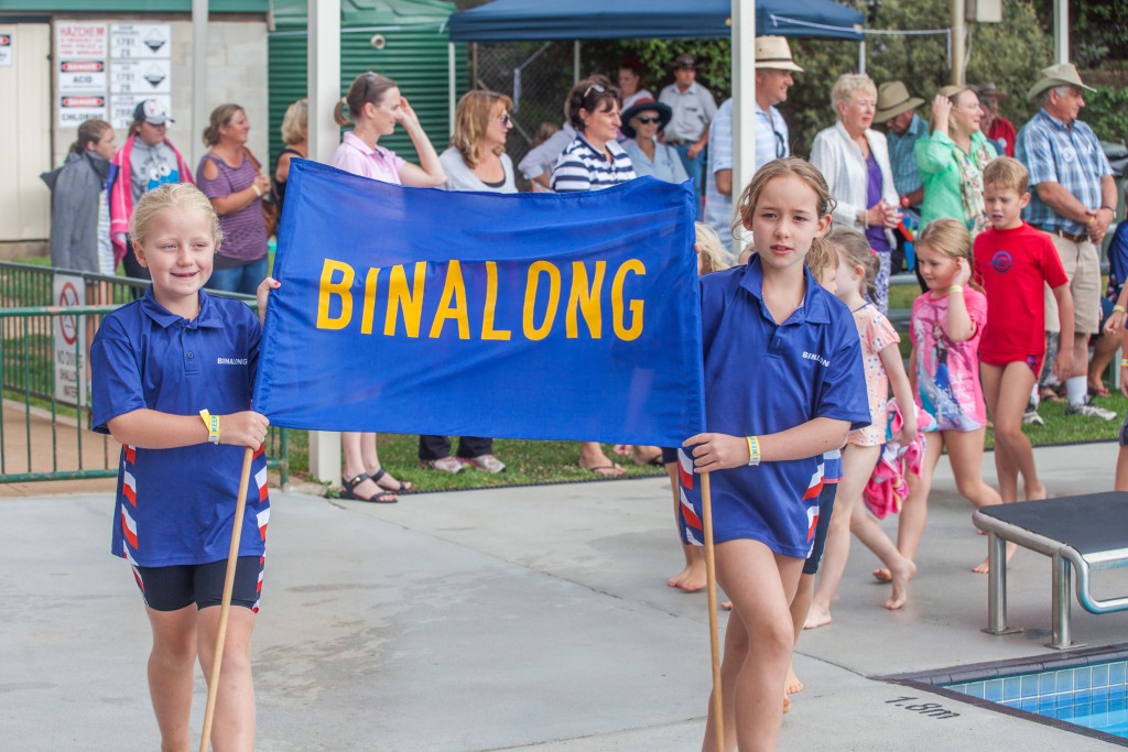 Maddie Duffy and Alivia Kruger lead the Binalong march parade.
