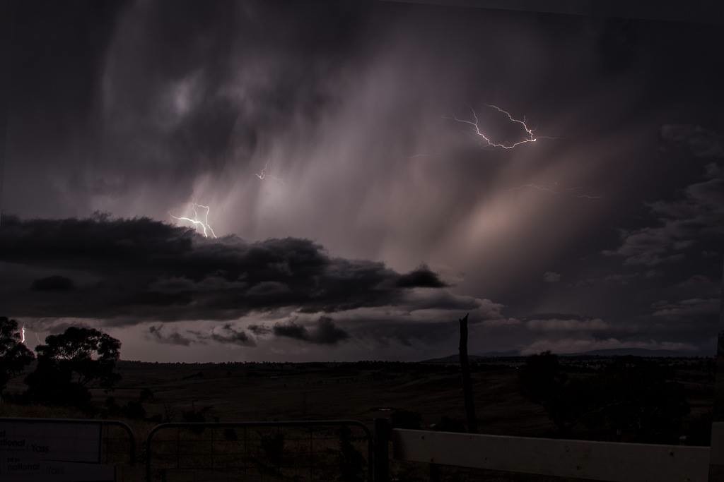 Saturday night's lightning storm as seen from Shearsby Crescent in Yass. PHOTO: Alex Tewes